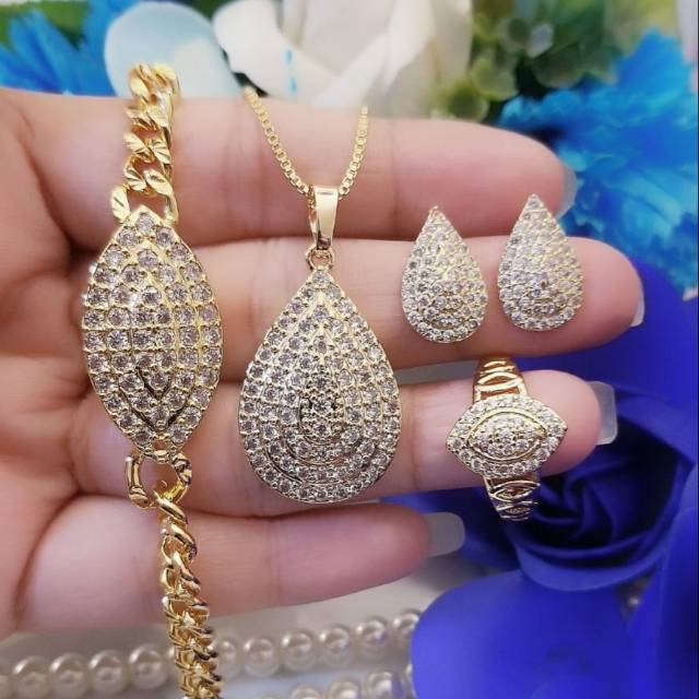 Xuping set perhiasan lapis emas 24k 0411f