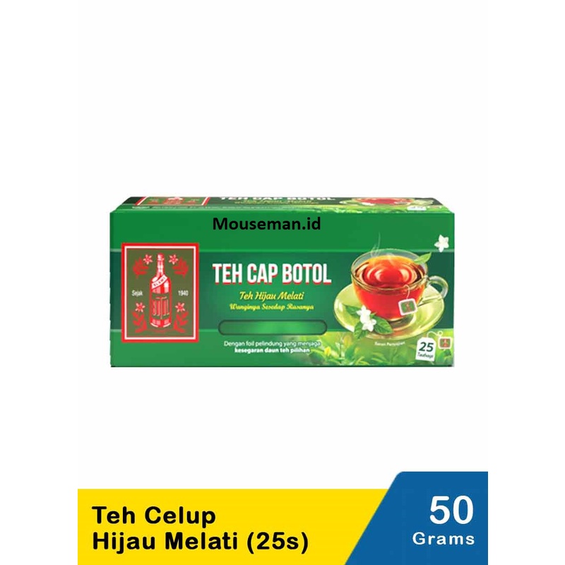 

Teh Hijau Celup Aroma Melati 25 kantong @2gr TEH CAP BOTOL 50gr