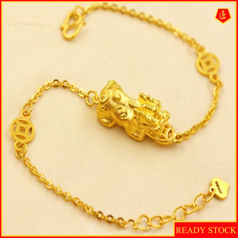 [Ready Stock]Fashion Lucky Beads Chinese God Beast Gold Bracelet