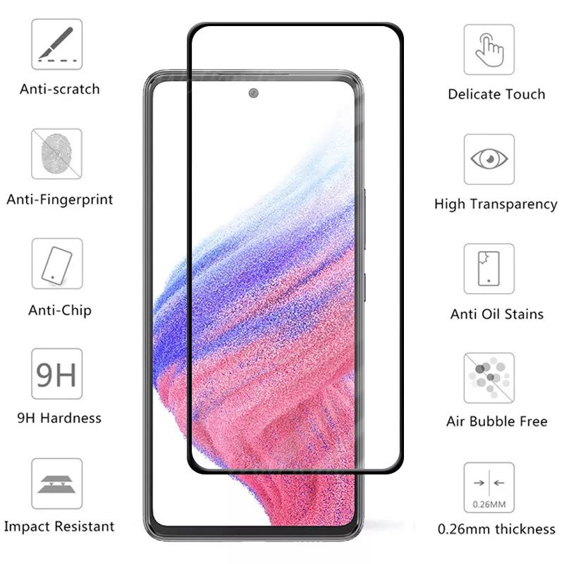 TEMPERGLASS SAMSUNG GALAXY A53 5G FULL LAYAR 9H SCREEN PROTECTOR FULL COVER TEMPERED GLASS KACA