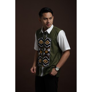 THE PATEUNUS Kemeja Batik Pria Asli Modern Kombinasi  