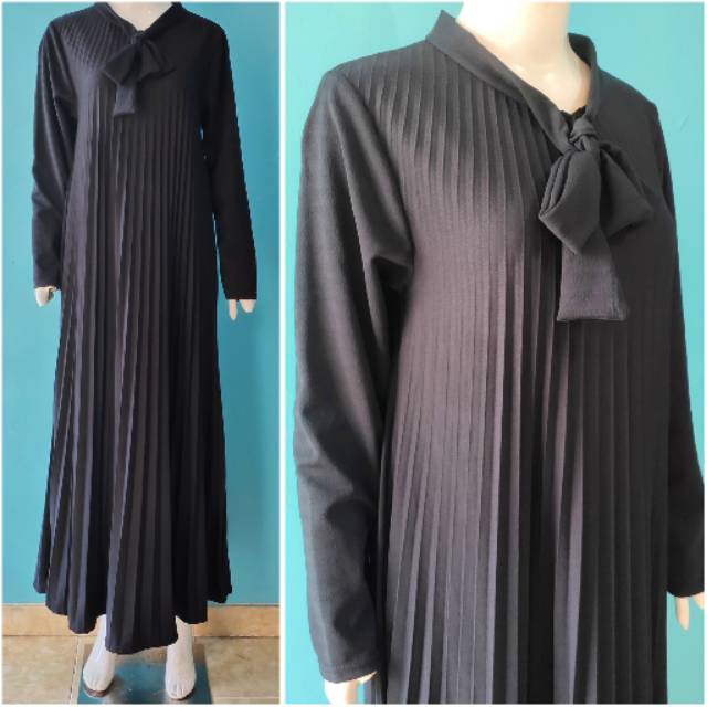 Gamis Hitam&Hijau Simple