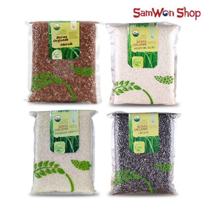 

978Eq0010W Lingkar Organik Beras Organik Vakum 1Kg - Beras Organik Bersertifikasi - Merah W5Q40112
