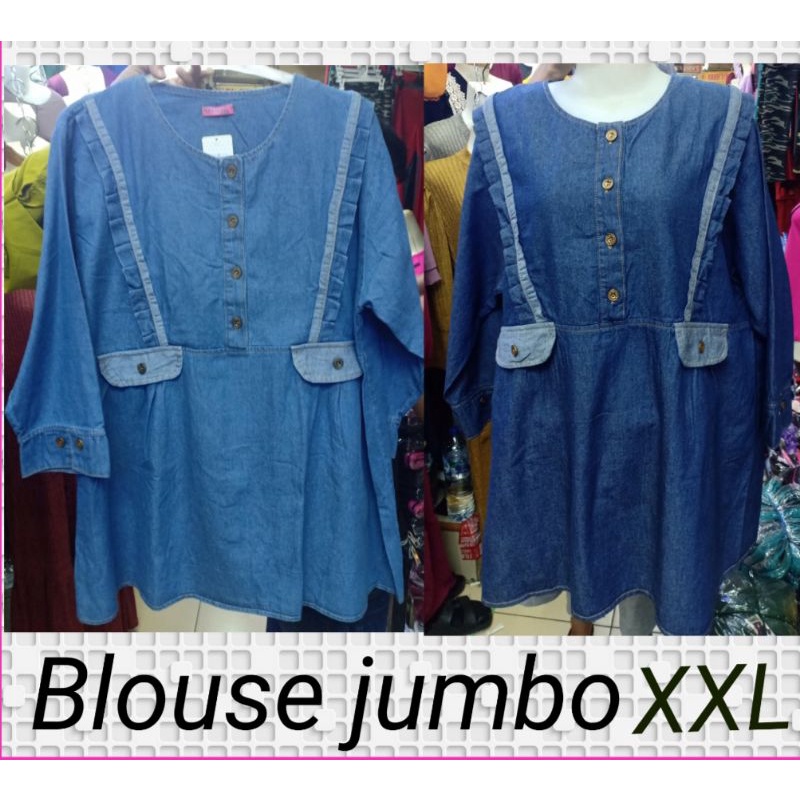 Blouse wanita  jeans jumbo/Atasan jumbo jeans/LD-120cm/PJ-75cm