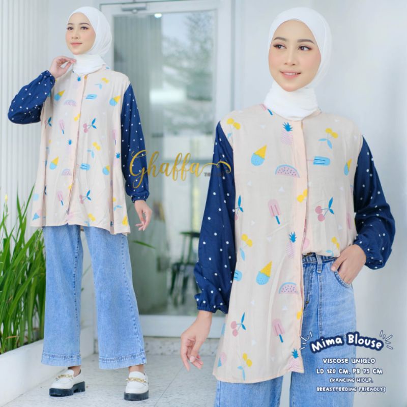 BELIZA BLEMI KIVI DILRA JAVAS KENAI KIMIKO LINSKI MIMA NAVIVA NEINA PAKITA PINTA REIVE RUMI POPITA ROMERI SYANINA BLOUSE BY GHAFFA | BAJU ATASAN BLOUSE JUMBO PREMIUM MOTIF POLKADOT BUNGA ABSTRAK OOTD KOREA STYLE KEKINIAN-Mima