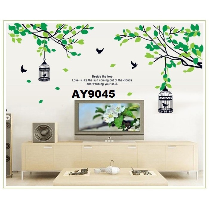 Wallsticker Dinding Sangkar Burung Hijau AY9045