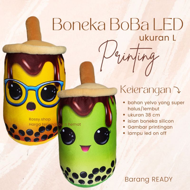 boneka boba/boneka boba printing/boba led/boba printing lucu