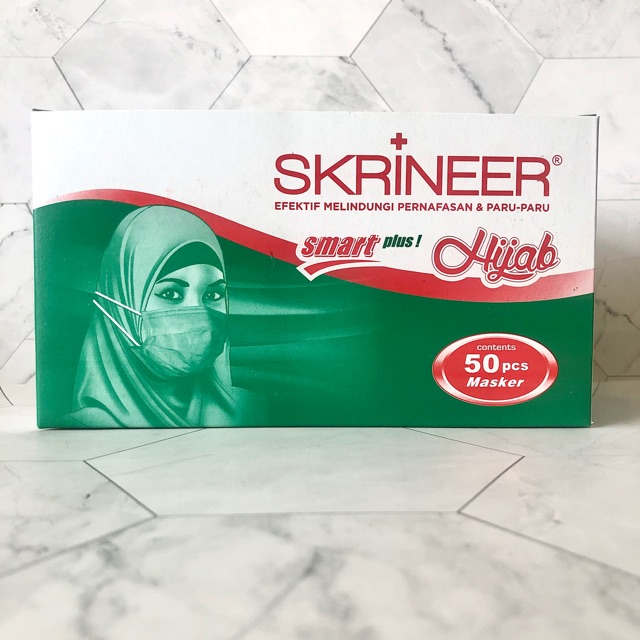 Masker Medis Hijab Skrineer 3ply 50 pcs / box Daily Mask