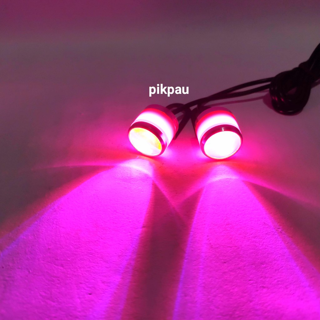 Sepasang Mata Elang LED 3D Strobo 4D Breket Eagle Eye Warna Pink Pink