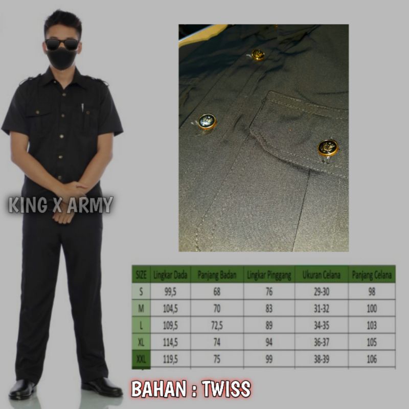 Seragam Safari / Baju Safari / Setelan Safari Hitam pendek / Baju Paspampres / Seragam Safari Securi