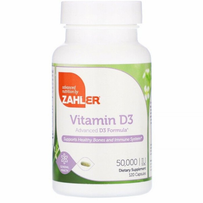 Zahler Vitamin D3 50000 IU 120 Capsules D-3 D 3 50.000 Iu 50000 iu
