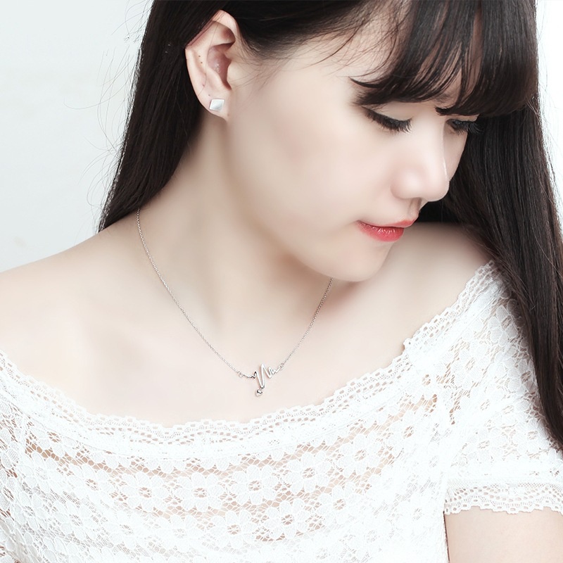 [Ready Stock]Fashion Creative ECG Silver Necklace Pendant