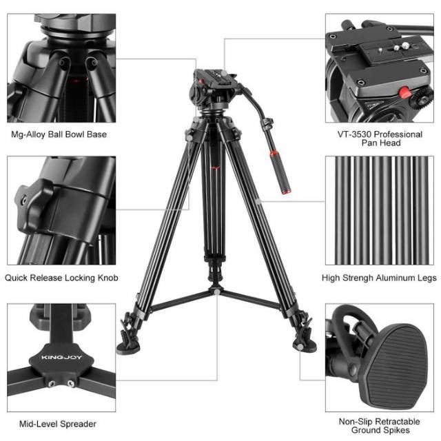 Kingjoy VT-3500 / VT3500 + VT-3530 / VT3530 Professional Tripod Video