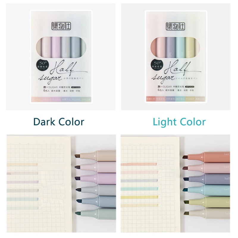 6pcs / Set Spidol Highlighter Warna Morandi Kapasitas Besar