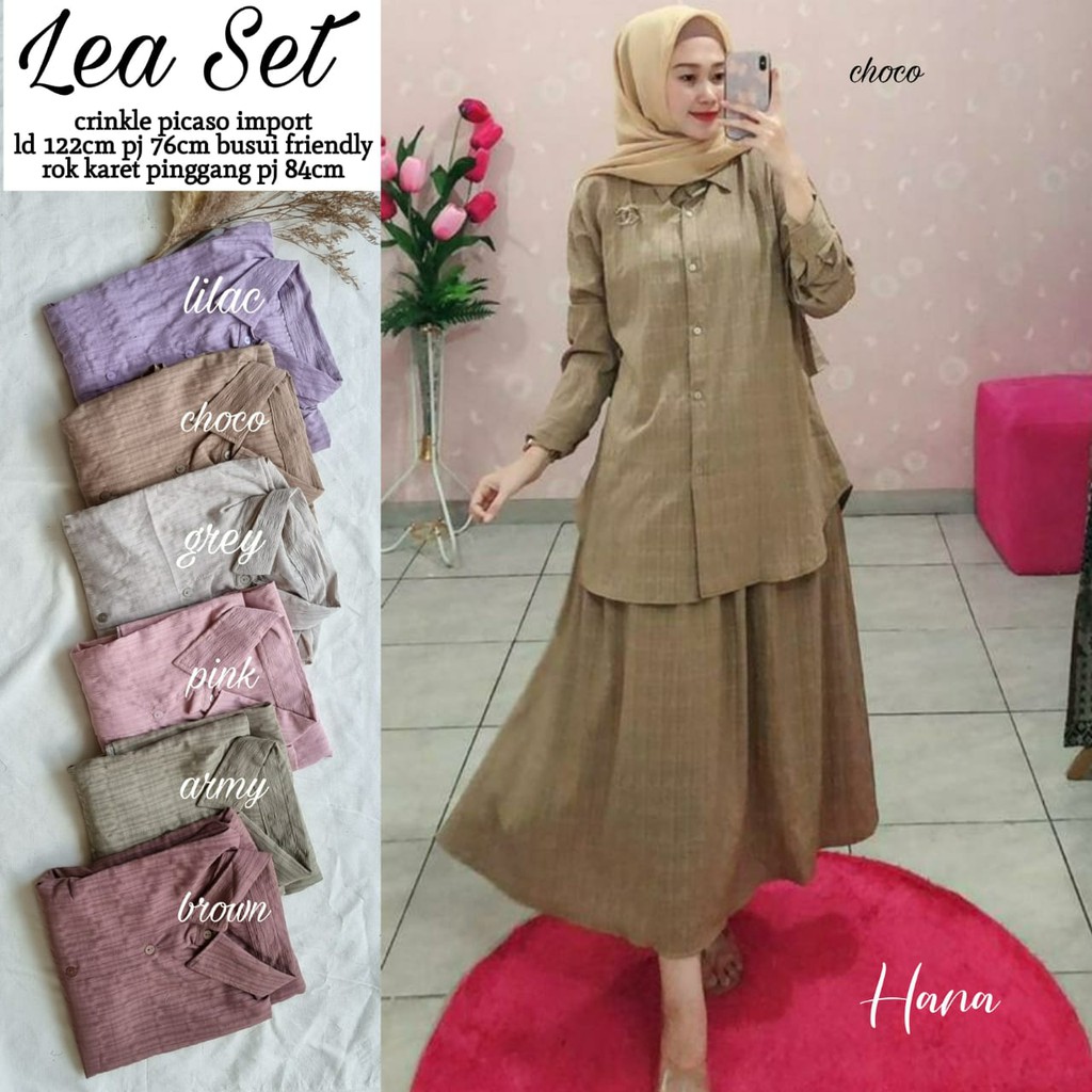 Lea Tunik Set Pants Kulot Import Picaso Crinkle