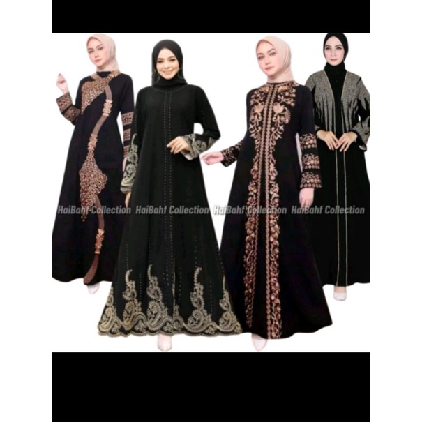 ABAYA HITAM GAMIS ARAB TURKEY BORDIR DRESS ARAB BORDIR RENDA
