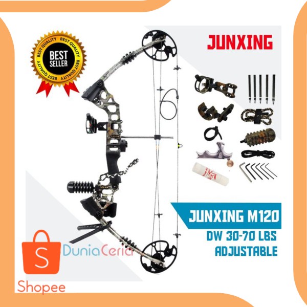 FULLSET Busur Panah Junxing M120 Compound Bow Siap Pakai 18thM perkak