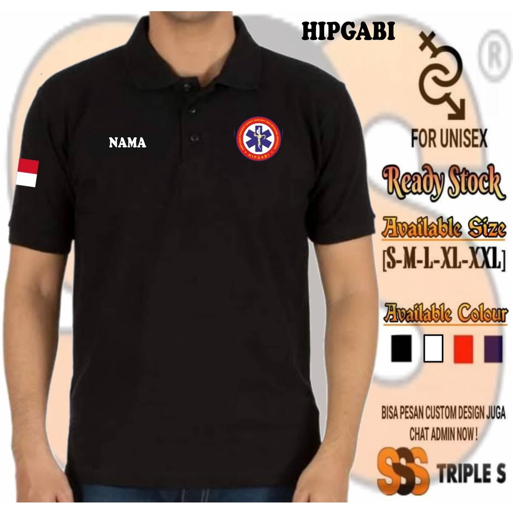 POLO SHIRT KAOS KERAH HIPGABI HIMPUNAN PERAWAT GAWAT DAN BENCANA INDONESIA BISA REQUEST NAMA