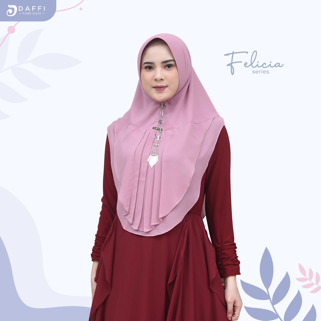 Daffi Jilbab Khimar Instan Ceruty Babydoll Felicia Hijab Instan Syari