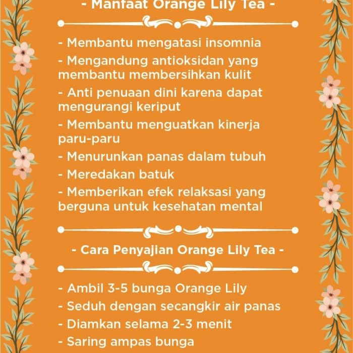 

TEH-DAUN- ORANGE LILY TEA SACHET 10GR -DAUN-TEH.