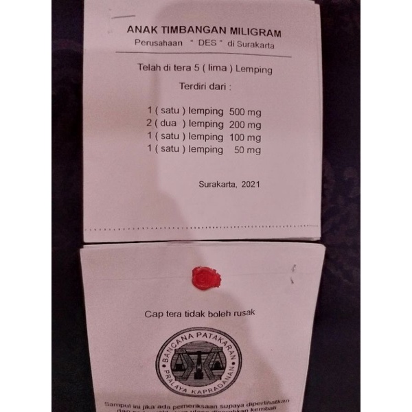 Anak Timbang Miligram TERA 50-500mg