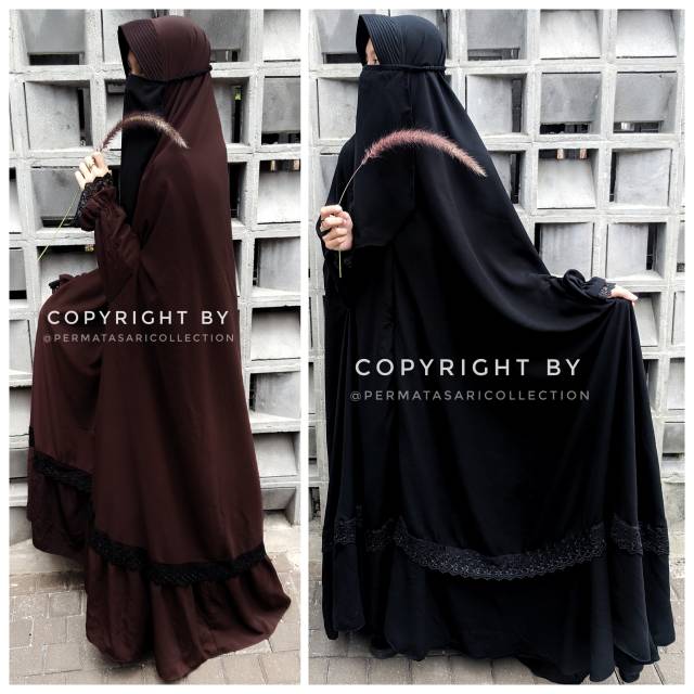 Floor Round Overhead Over Head Long Khimar Renda Busui Jetblack Wolfis Mta Hijaaz Taqwawear