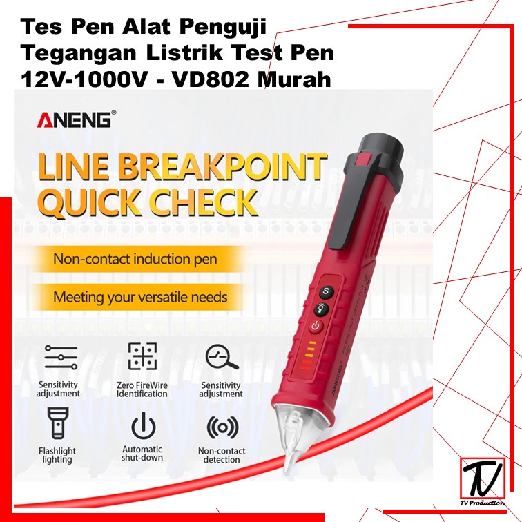 Test Pen Non Contact AC Voltage  Alert Detector 12V-1000V - VD802 /Alat Penguji Tegangan Listrik