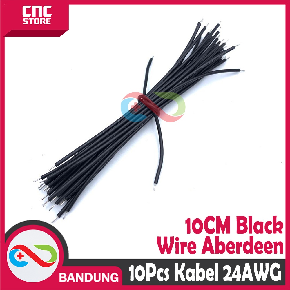 10PCS WIRE ABERDEEN BLACK WIRE CONECTING ELECTRONIC 10CM 24AWG