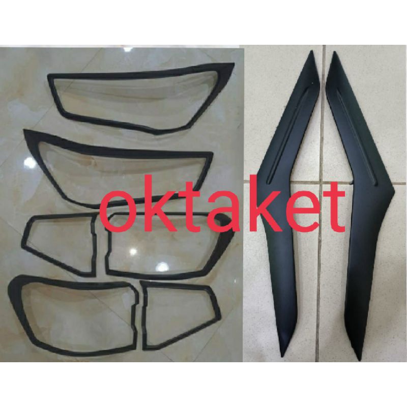 paket garnish lampu depan belakang + list lampu depan Raize Rocky 2021 hitam chrome jsl