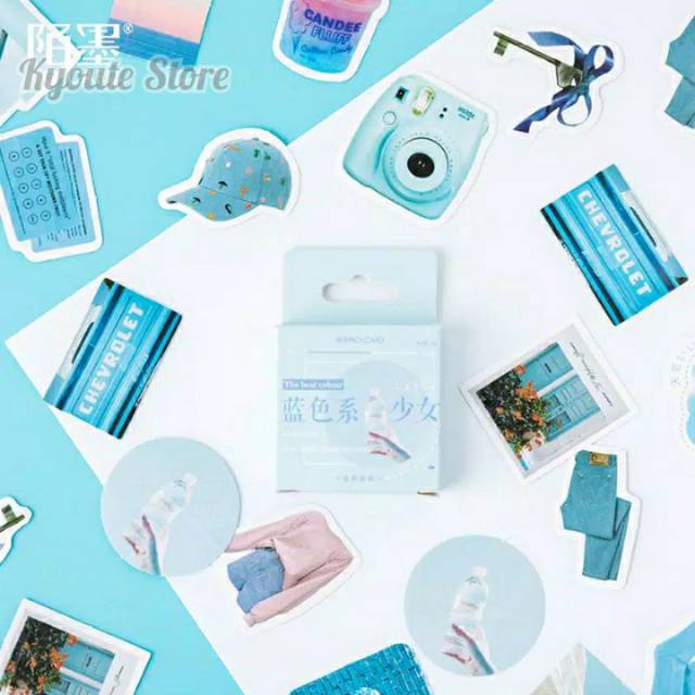 

46 pcs Sticker Deco Blue Life Aesthetic Scrapbook DIY Bujo Planner Diary Journal