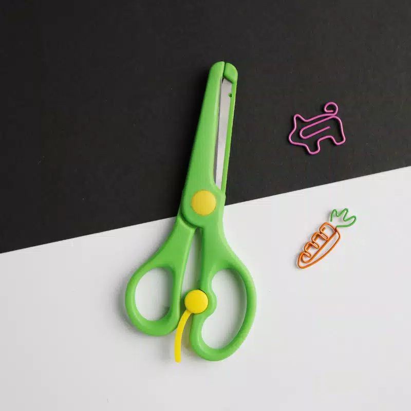 Gunting Anak Stainless + Pegangan Plastik / Gunting Aman Safety Scissors