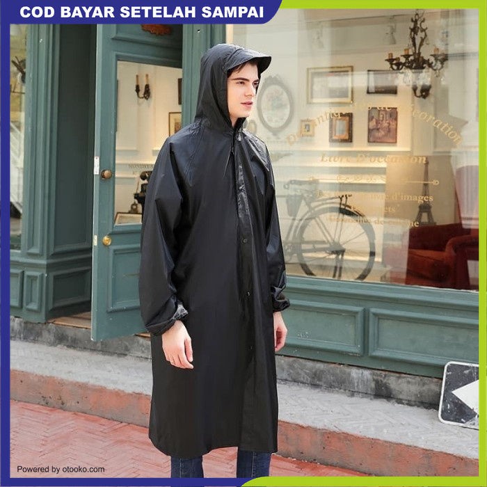 Jas Hujan Jubah Rok Poncho Dewasa Ringan Lentur Dengan Topi EVA 369