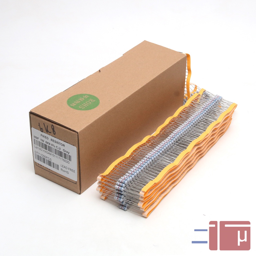 x10 Resistor 6K8 6.8K 1W Metal Oxide 5% Taiwan Kaki Tembaga