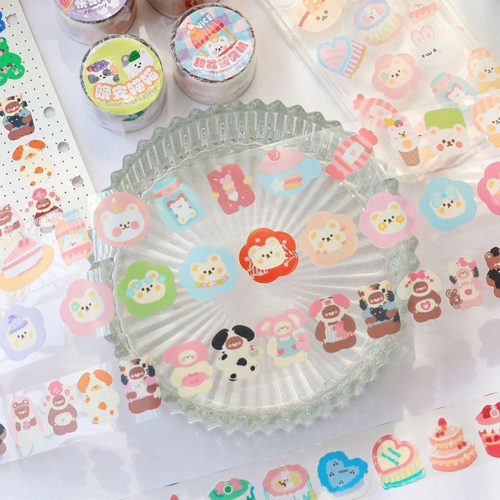 Stiker Pita Perekat Motif Bunga Hewan Kawaii Untuk Dekorasi Scrapbook