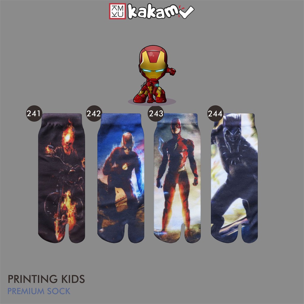 Kakamu Kaos Kaki Jempol Anak Printing Karakter  Iron Man, Hulk 13