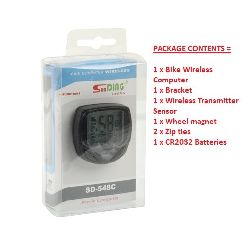 Speedometer Sepeda Wireless Display LCD - SD-548C - Black-Waterproof-anti air