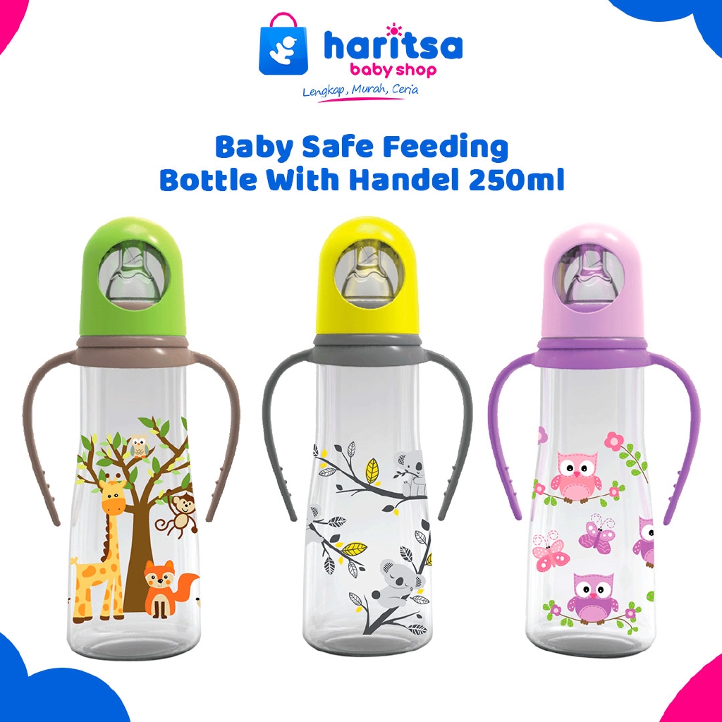 Baby Safe Feeding Bottle with Handle 250ml / Botol Minum Bayi