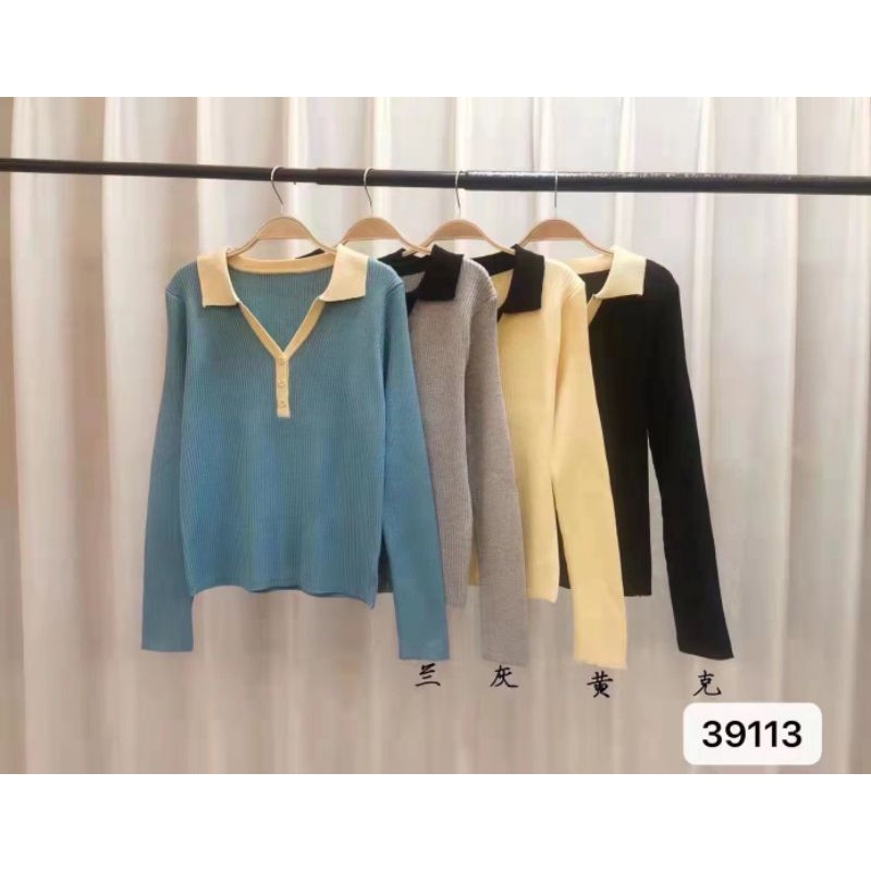 Sweater Polo Knit Top - Atasan Rajut Wanita Import - Polo Wanita - Blouse Rajut Import Wanita TM (39113)