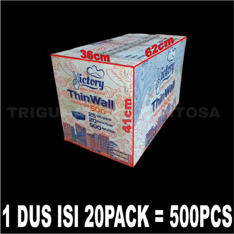 Thinwall 500ml 500pcs Rectangle  per dus box tempat kotak makanan panjang 500 ml plastik murah