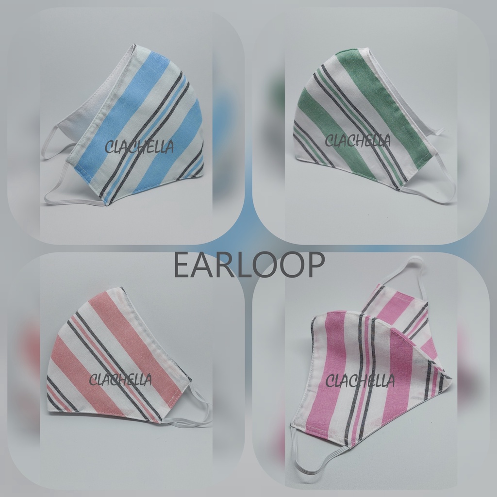 Clachella Masker Motif Salur, Masker Kain 3 Lapis MY73D