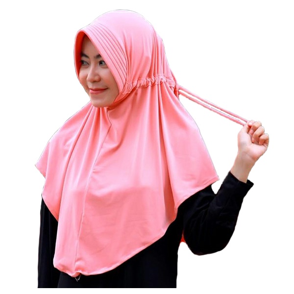Jilbab Serut Jokowi / Hijab Instan Serut Jersey ukuran 70x75cm Ori termurah-Pink