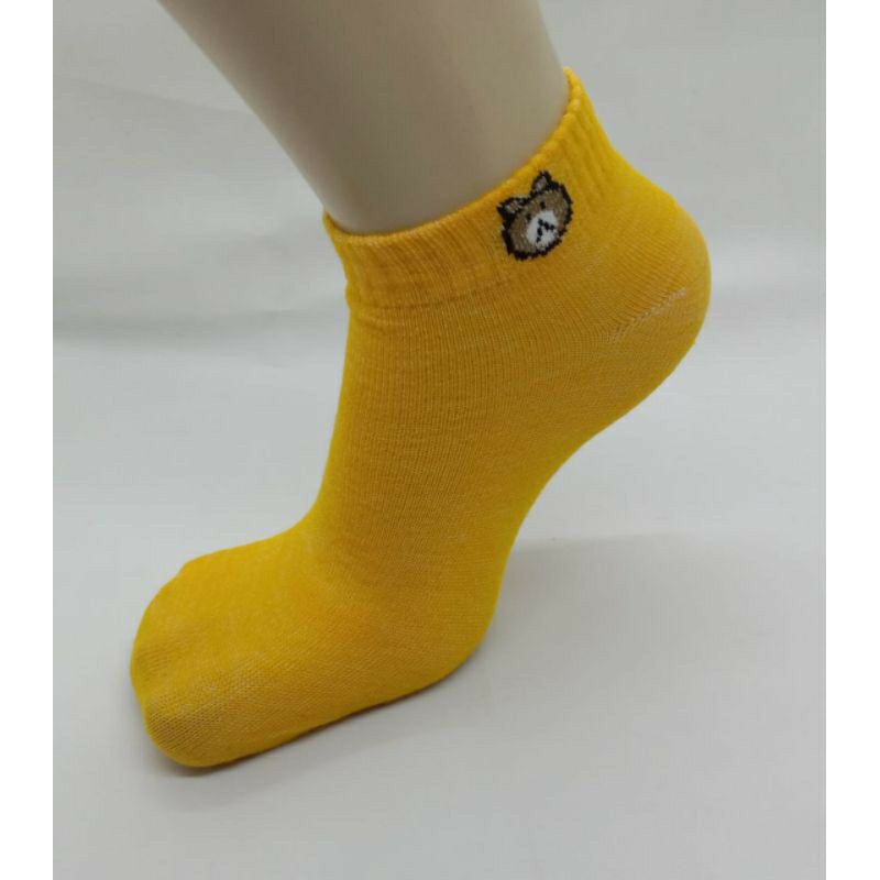 kaos kaki motif beruang pendek mata kaki wanita dewasa / kaos kaki angkle motif bear murah-Kuning