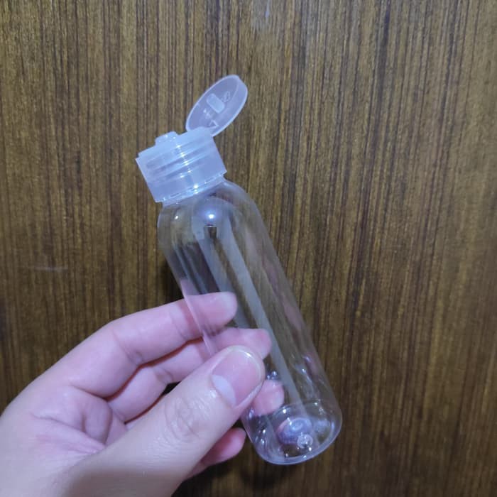 Botol Plastik Bening Isi Ulang Ukuran 100 ml, Fliptop Botol Refil 100 ml Plastik Tutup Fliptop - Botol Isi Ulang Plastik - Botol Kosmetik - Botol Parfum