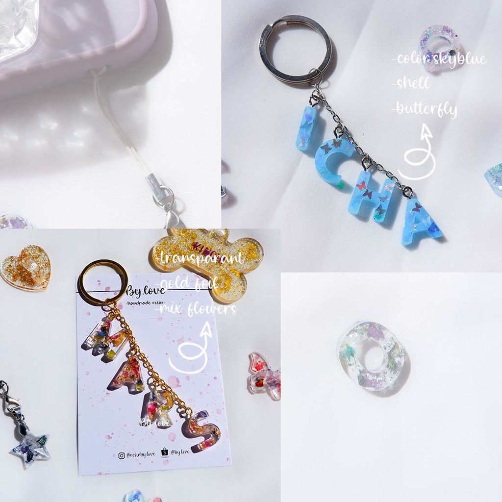 (4-7HURUF)CUSTOM GANTUNGAN KUNCI MOTOR/MOBIL/RUMAH/GANTUNGAN HP/USB/KPOP/RESIN KEYCHAIN MINI RESIN INITIALS ALPHABET LUCU UNIK