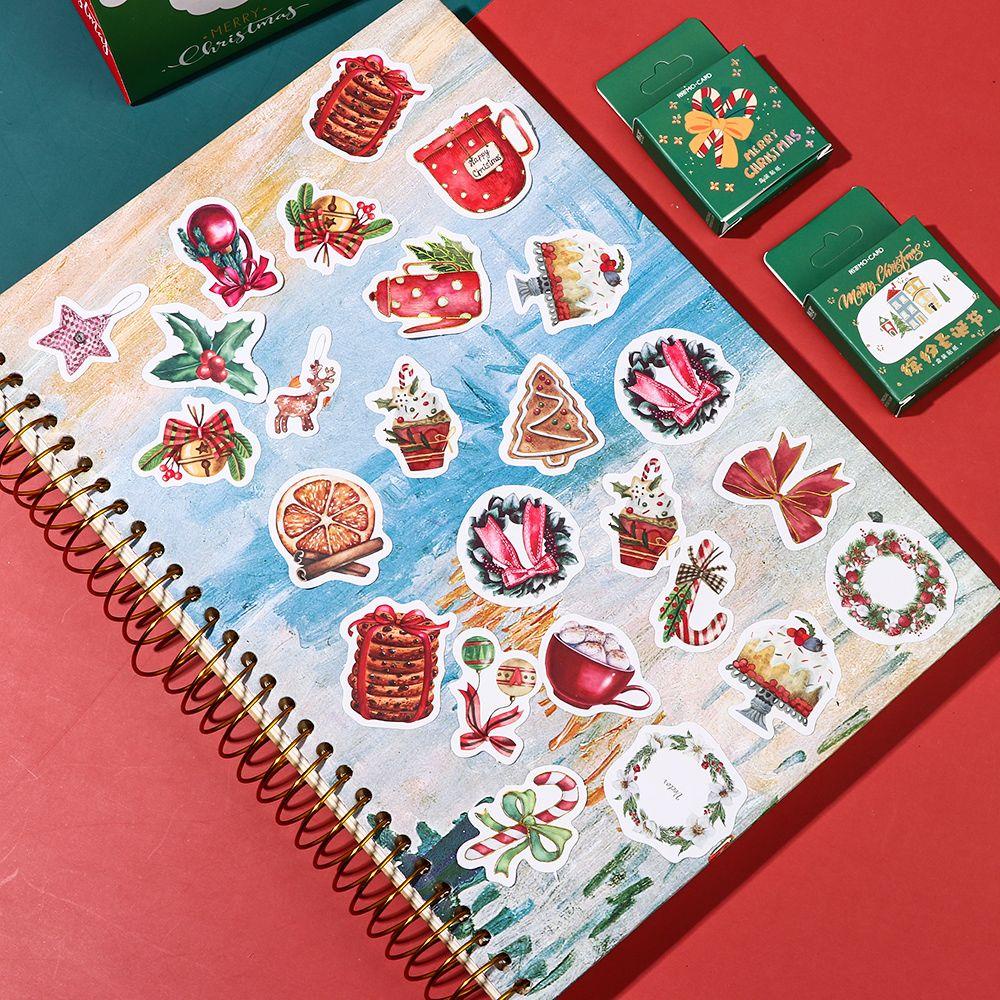 Solighter 46pcs Merry Christmas Stiker DIY Aesthetic Diary Album Scrapbooking Label