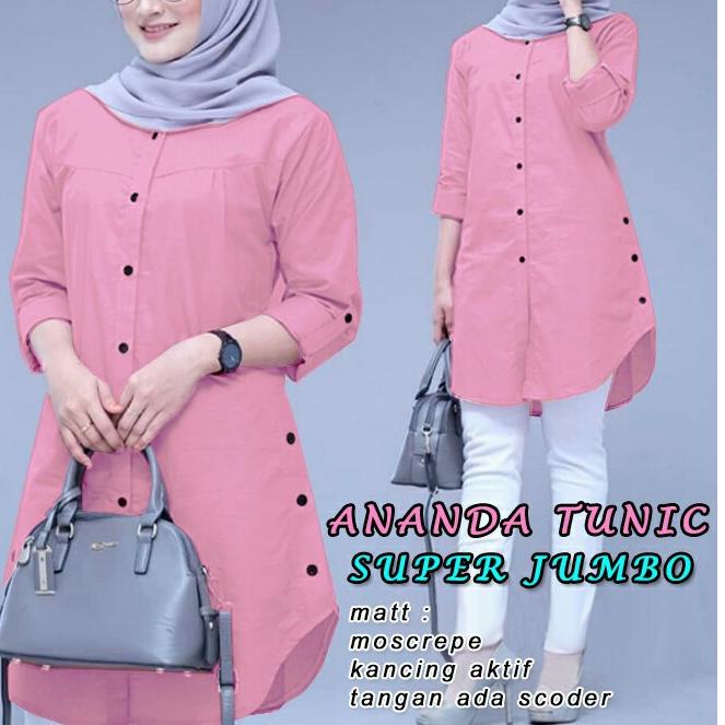 ♕ WWW L, XL, XXL, 3XL - TUNIK ANANDA JUMBO, PAKAIAN MUSLIM JUMBO, TUNIK WANITA MUSLIM JUMBO ➴