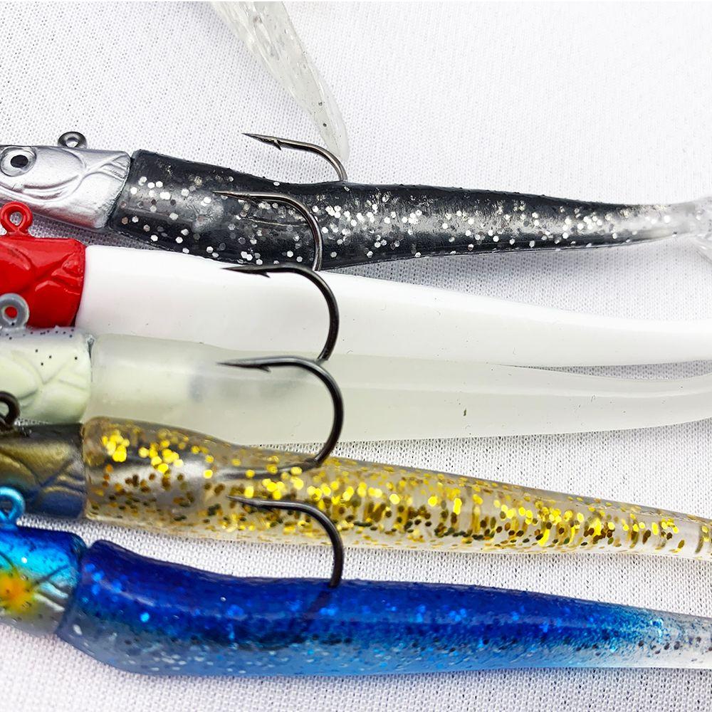 Top Fish Belut Lure Silikon Tahan Lama Luminous Lead Jig Head