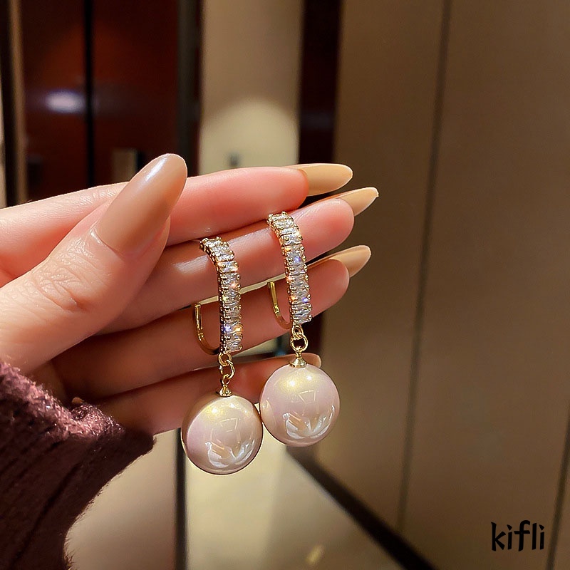 Korea Fashion Crystal Pearl Earrings,Light Mewah Temperamen Anting-Anting,Wanita Perhiasan Aksesoris