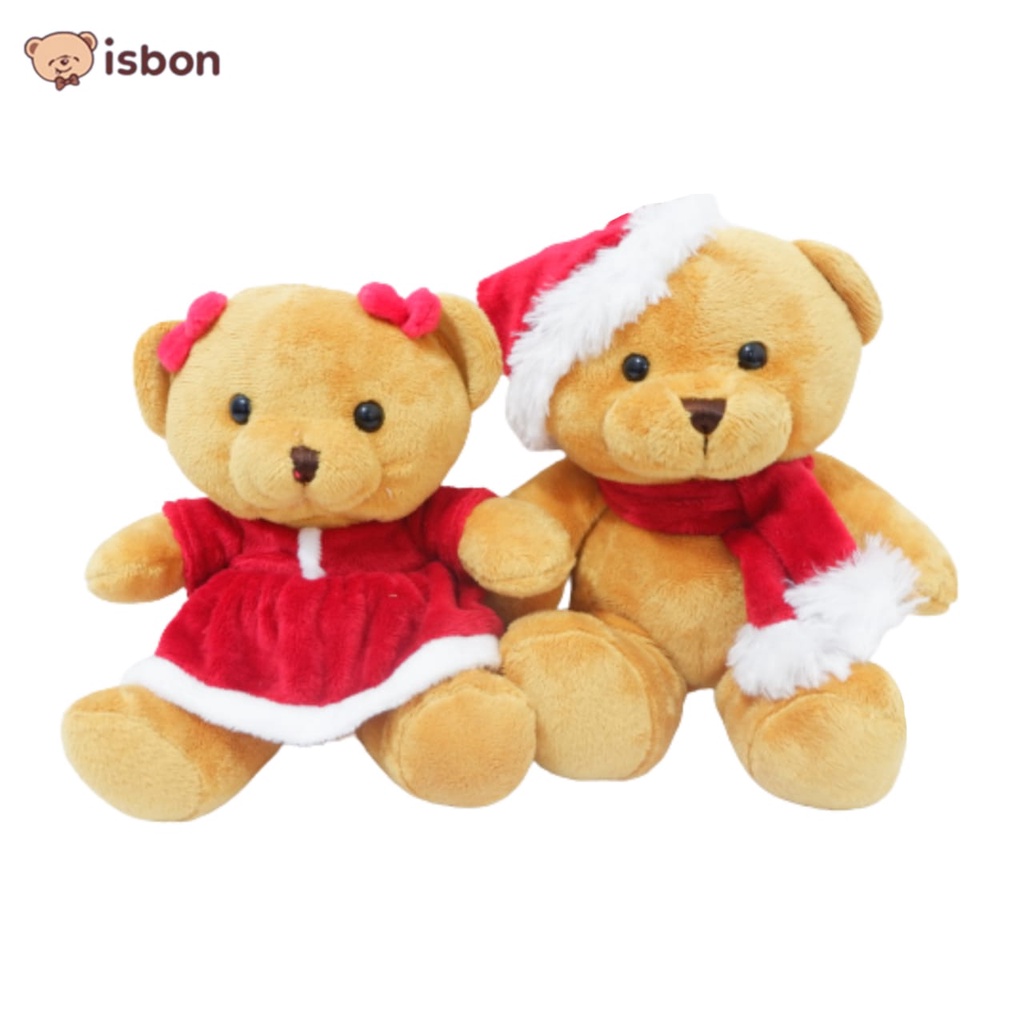 Boneka beruang natal couple tewe6 bear christmas gift bahan premium boneka hampers natal-istana boneka