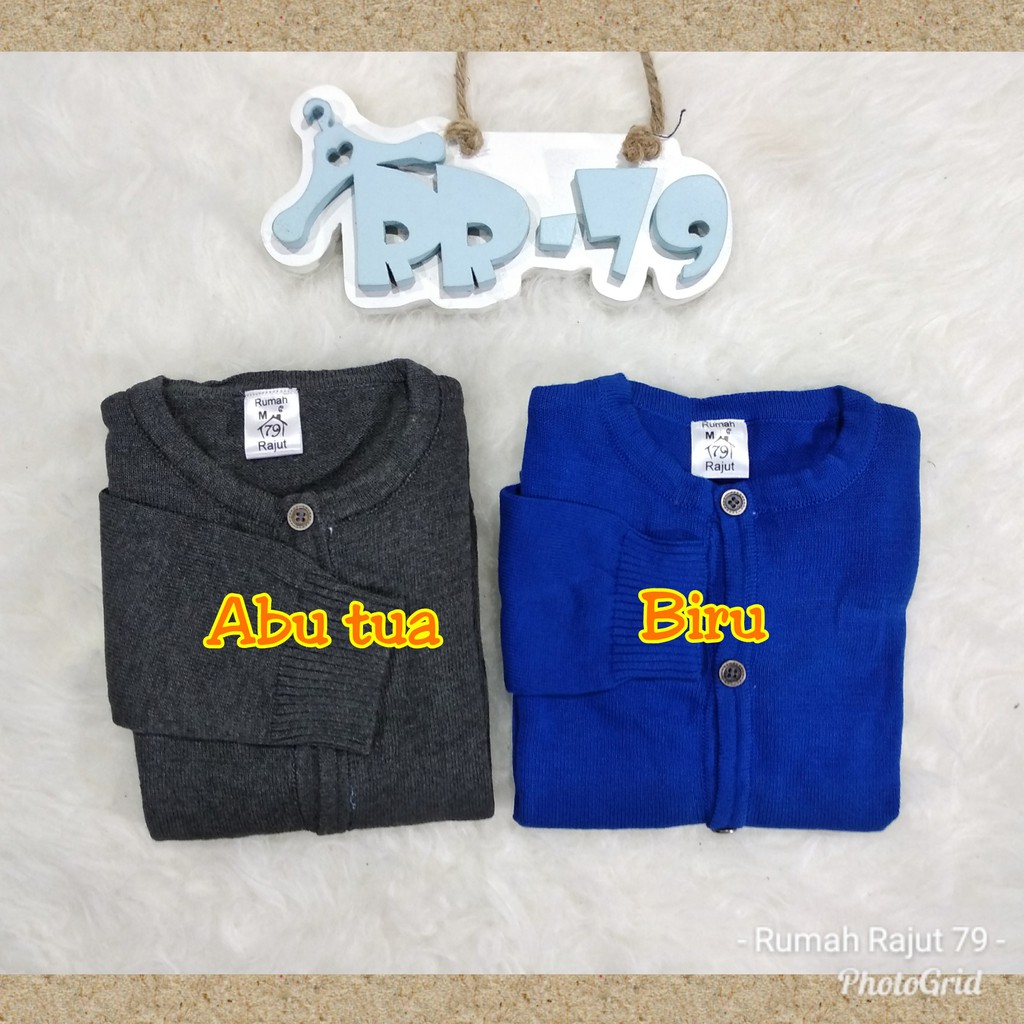 Cardigan anak polos kerah bulat